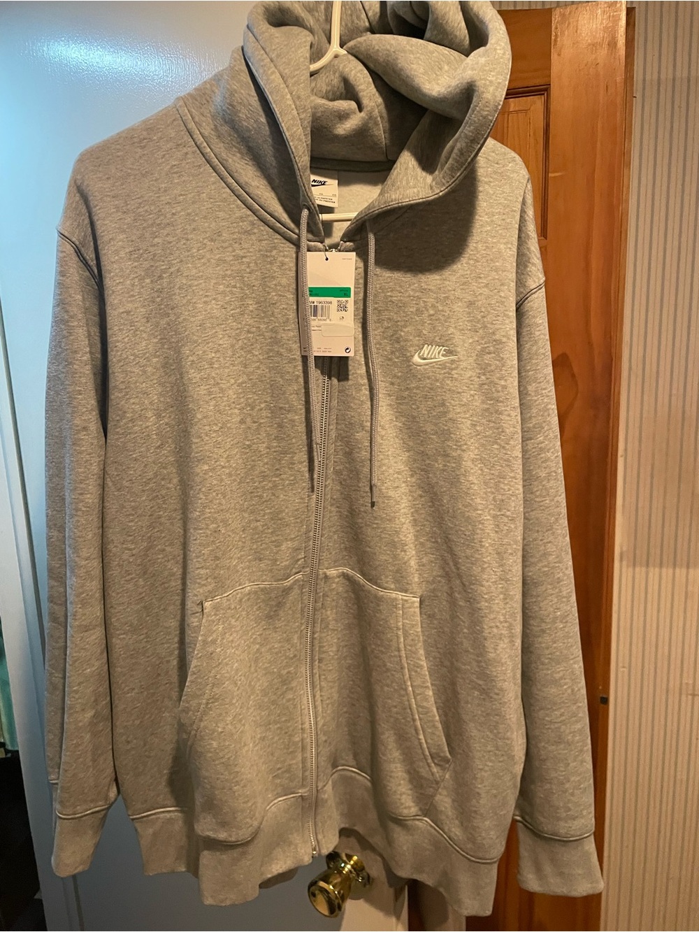 Nike Men’s Grey Full-Zip Hooded Sweatshirt Size XL